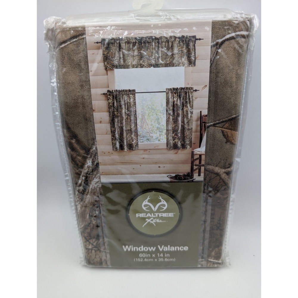 Realtree Edge Window Curtain Window Valance, Rustic, Dimensions: 60" x 14" - NEW